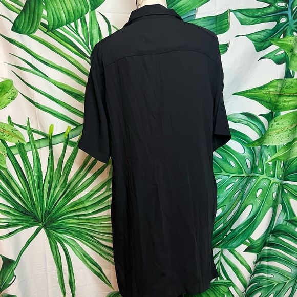 Chico’s Black Medium Lightweight Travel Cold Shoudler Tunic Button Shirt Dress - Picture 5 of 13